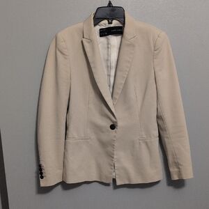 Zara Basic Tan Tailored Blazer Professional Suit Jacket